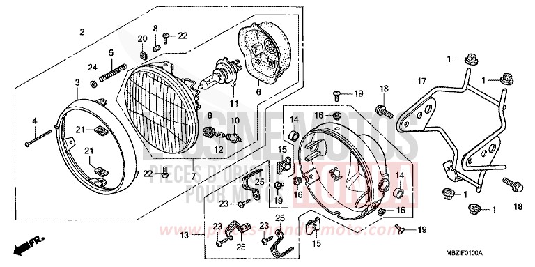 HEADLIGHT (CB600F2) for Hornet CANDY XENON BLUE (PB324) from 2002