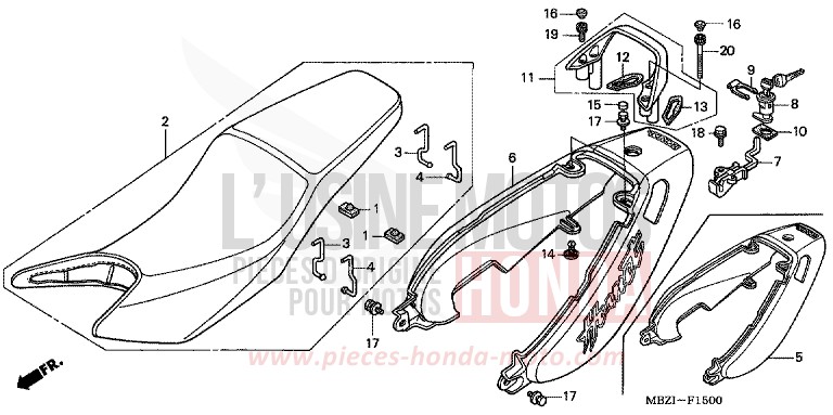 SEAT/SEAT COWL (CB600F2/F22) for Hornet CANDY XENON BLUE (PB324) from 2002