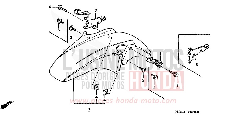 FRONT FENDER for Hornet CANDY TAHITIAN BLUE (PB215) from 2001
