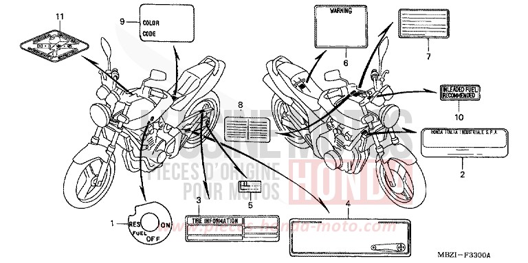 CAUTION LABEL (CB600F2/F3/4/5/6) for Hornet CANDY XENON BLUE (PB324) from 2002