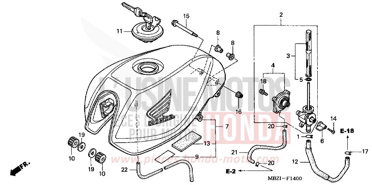 FUEL TANK (CB600F2/F22) for Hornet PEARL FLASH YELLOW (Y163) from 2002
