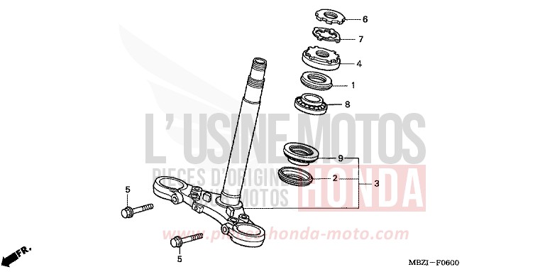 STEERING STEM for Hornet BLACK (NH1) from 2002