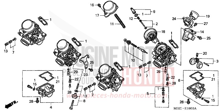 CARBURETOR (COMPONENT PARTS) (2) for Hornet CANDY LIGHTNING BLUE (PB352) from 2004