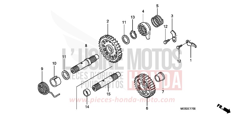 KICK STARTER SPINDLE for CRF450R EXPLOSION RED (R254) from 2003