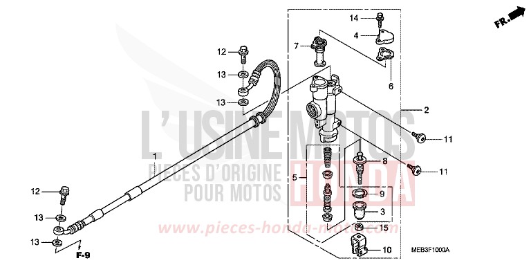RR. BRAKE MASTER CYLINDER for CRF450R EXPLOSION RED (R254) from 2003
