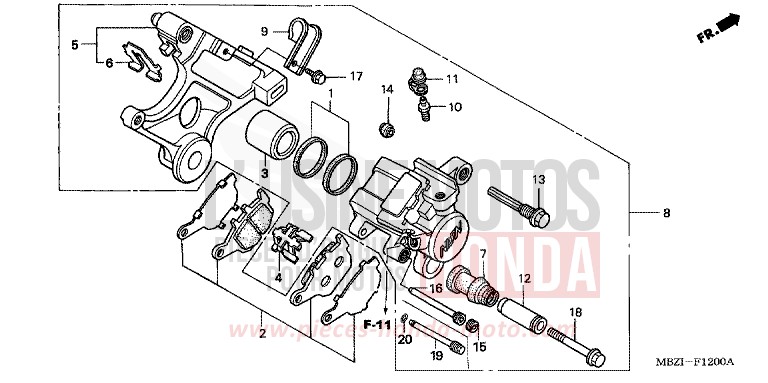 HINTERRAD-BREMSSATTEL for Hornet INTERSTELLAR BLACK METALLIC (NHA12) from 2004