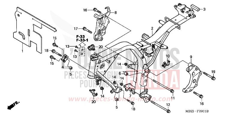 FRAME BODY (CB600F3/4/5/6) for Hornet INTERSTELLAR BLACK METALLIC (NHA12) from 2004