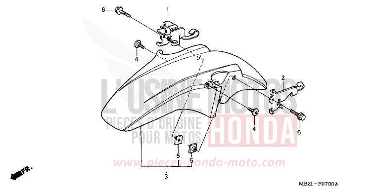 FRONT FENDER (CB600F2/F22/3/4) for Hornet MAT PLUTONIUM SILVER METALLIC (NH381) from 2003