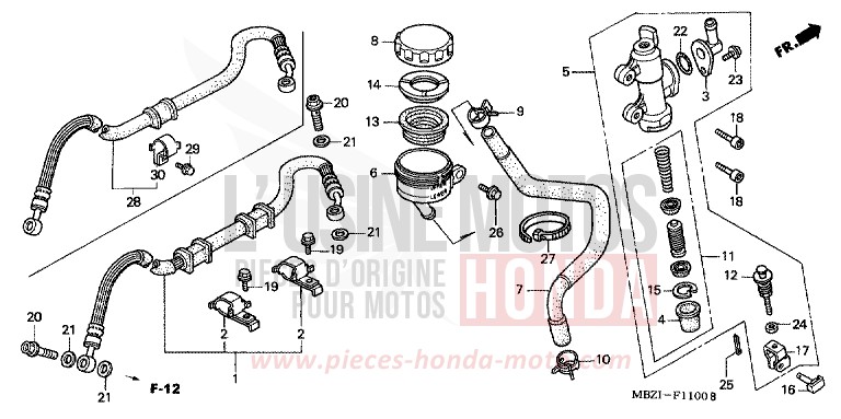REAR BRAKE MASTER CYLINDER for Hornet MAT PLUTONIUM SILVER METALLIC (NH381) from 2003
