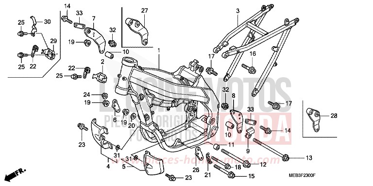 FRAME BODY (CRF450R2,3,4) for CRF450R EXPLOSION RED (R254) from 2003