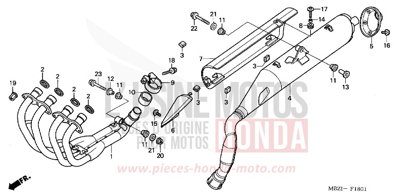 EXHAUST MUFFLER (CB600F3/4/5/6) for Hornet MAT PLUTONIUM SILVER METALLIC (NH381) from 2004