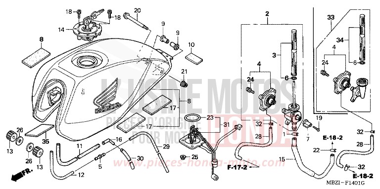 FUEL TANK (CB600F3/4/5/6) for Hornet PEARL COOL WHITE (NHA16) from 2003