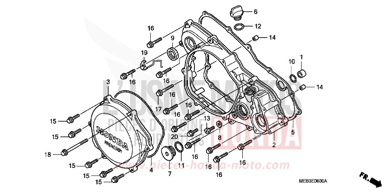 R. CRANKCASE COVER for CRF450R EXTREME RED (R292) from 2004