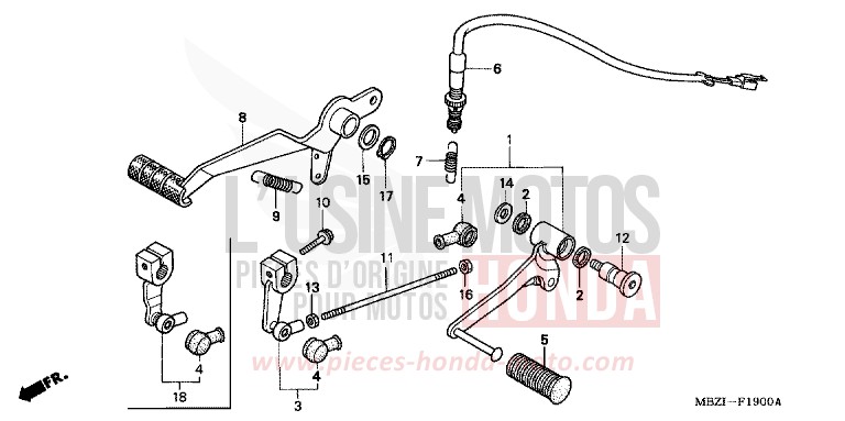 BRAKE PEDAL/CHANGE PEDAL for Hornet PEARL COOL WHITE (NHA16) from 2003