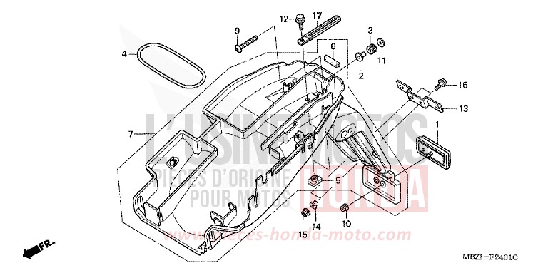 REAR FENDER (CB600F3/4/5/6) for Hornet PEARL COOL WHITE (NHA16) from 2003