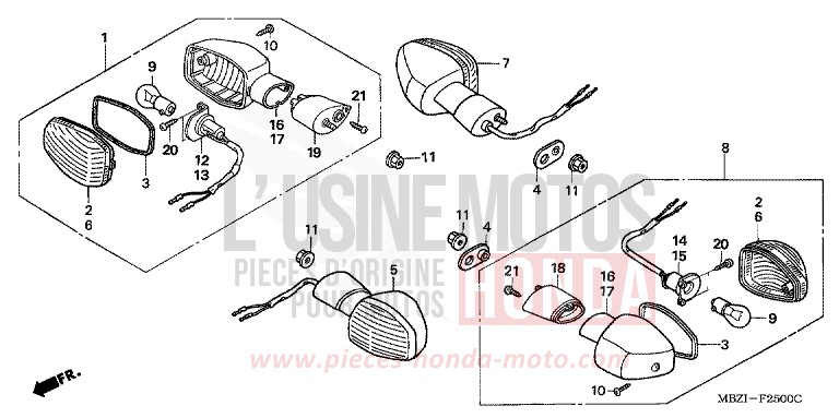 BLINKER for Hornet PEARL COOL WHITE (NHA16) from 2003