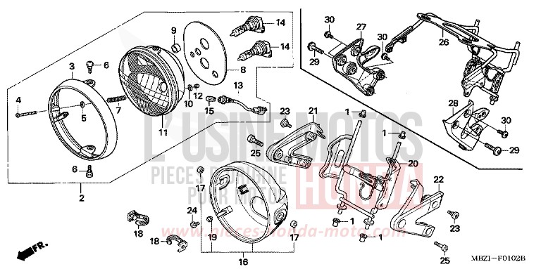 HEADLIGHT (CB600F3/4/5/6) for Hornet BLACK (NH1) from 2003