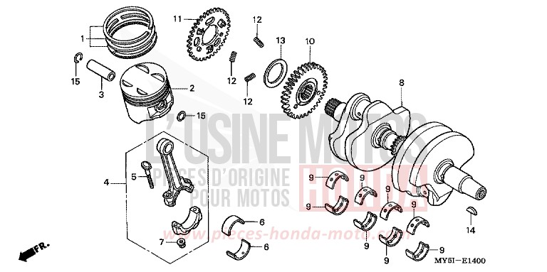 CRANKSHAFT/PISTON for CB500S MOODY BLUE METALLIC (PB296) from 2002