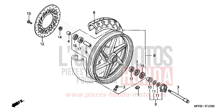FRONT WHEEL for CB500S MOODY BLUE METALLIC (PB296) from 2002
