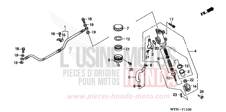 RR. BRAKE MASTER CYLINDER for CB500S MOODY BLUE METALLIC (PB296) from 2002