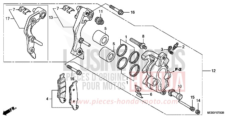 FRONT BRAKE CALIPER for CRF450R EXTREME RED (R292) from 2004