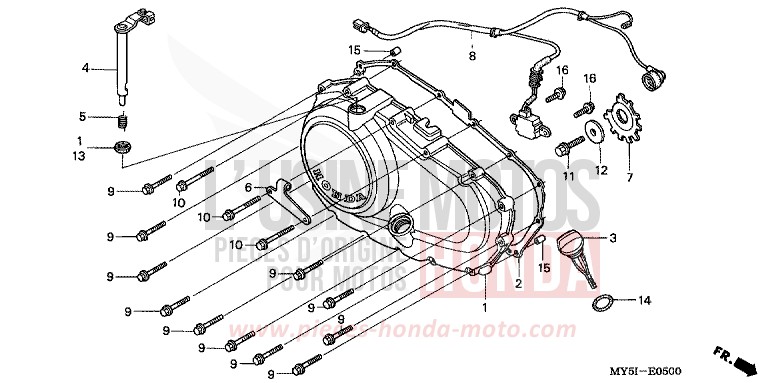 RIGHT CRANKCASE COVER for CB500S BLACK (NH1) from 2002