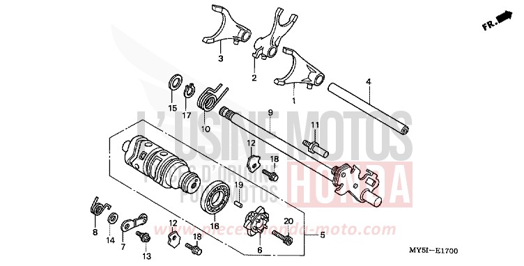 GEARSHIFT DRUM for CB500S BLACK (NH1) from 2002