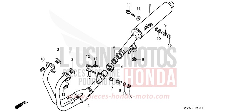 EXHAUST MUFFLER for CB500S BLACK (NH1) from 2002