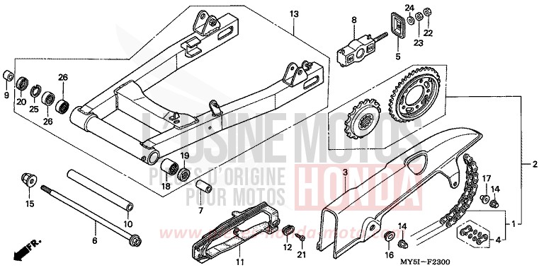 SWINGARM for CB500S BLACK (NH1) from 2002