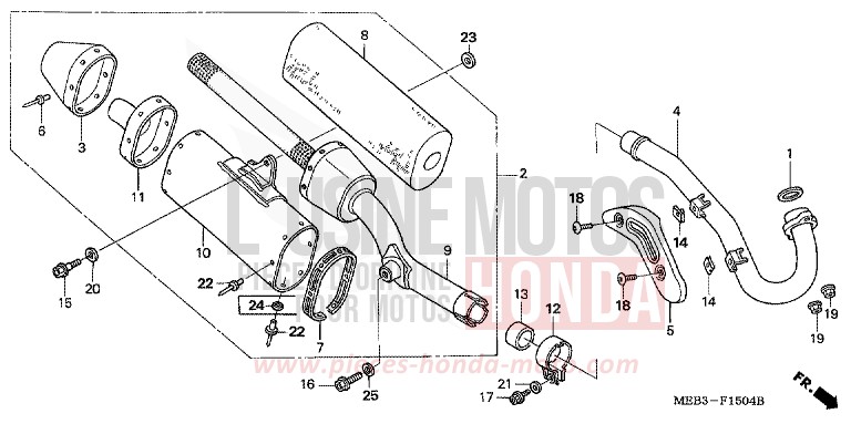 EXHAUST MUFFLER (CRF450R4,5) for CRF450R EXTREME RED (R292) from 2004