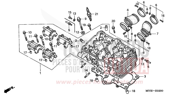 CYLINDER HEAD for CB500S RICH RED METALLIC (R255) from 2002