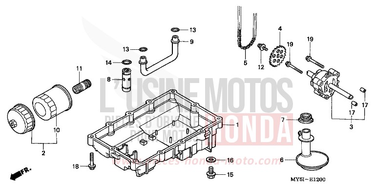 OIL PUMP/OIL PAN for CB500S RICH RED METALLIC (R255) from 2002