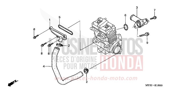 WATER PIPE for CB500S RICH RED METALLIC (R255) from 2002