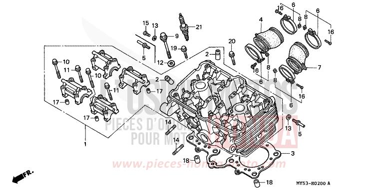 CYLINDER HEAD for CB500F FIGHTING RED (R134) from 1994