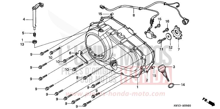 RIGHT CRANKCASE COVER for CB500F FIGHTING RED (R134) from 1994