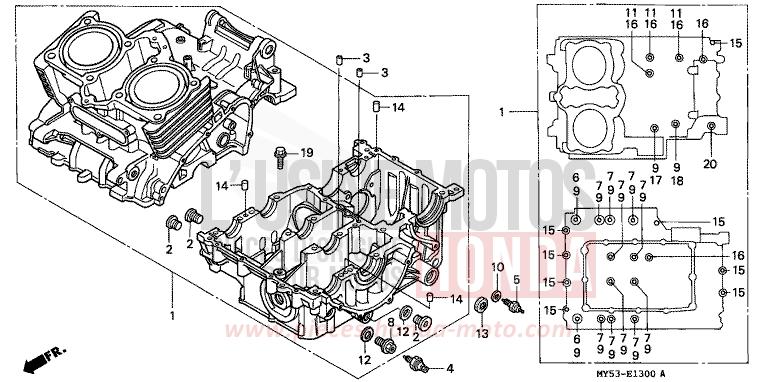 CRANKCASE for CB500F FIGHTING RED (R134) from 1994