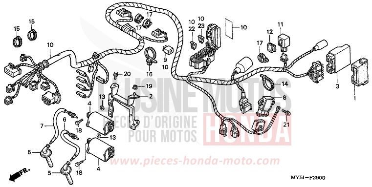 WIRE HARNESS for CB500S RICH RED METALLIC (R255) from 2002