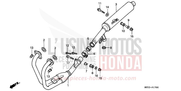 EXHAUST MUFFLER for CB500F FIGHTING RED (R134) from 1994