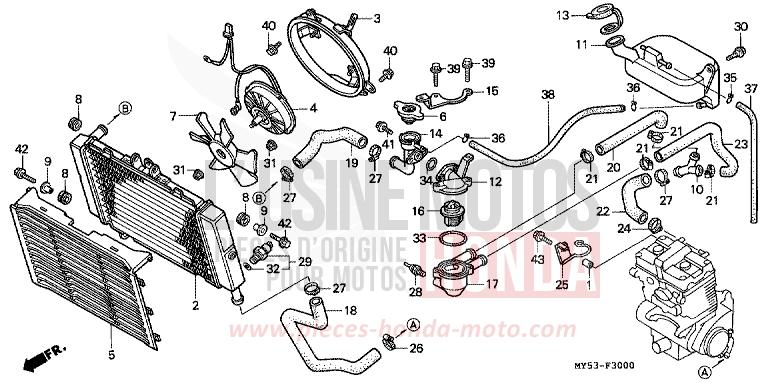 RADIATOR for CB500F FIGHTING RED (R134) from 1994