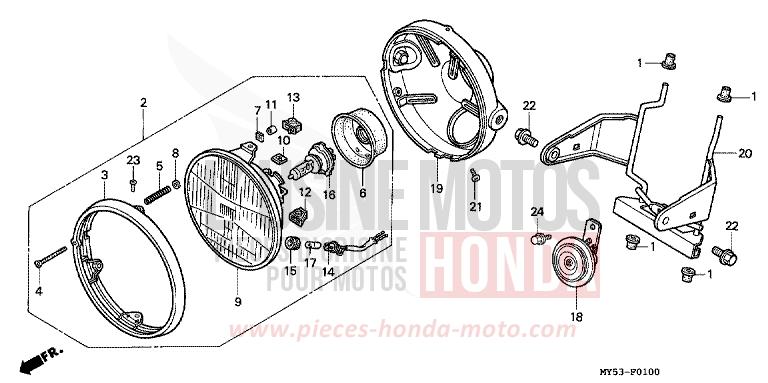 HEADLIGHT for CB500F BLACK (NH1) from 1994