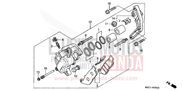 FRONT BRAKE CALIPER for CB500F BLACK (NH1) from 1994