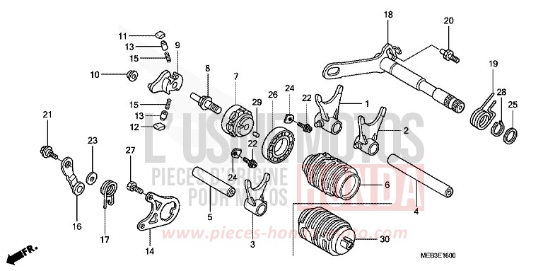 GEAR SHIFT DRUM for CRF450R EXTREME RED (R292) from 2005