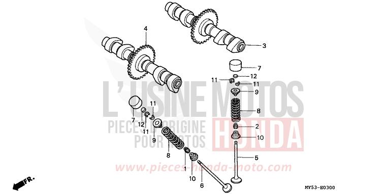 CAMSHAFT/VALVE for CB500F TASMANIA GREEN ME (G142) from 1994