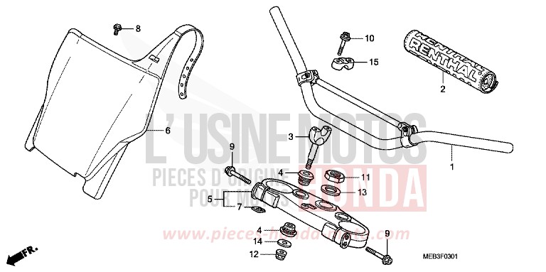 HANDLE PIPE/TOP BRIDGE (CRF450R4,5,6,7) for CRF450R EXTREME RED (R292) from 2005