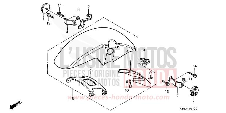FRONT FENDER for CB500F TASMANIA GREEN ME (G142) from 1994