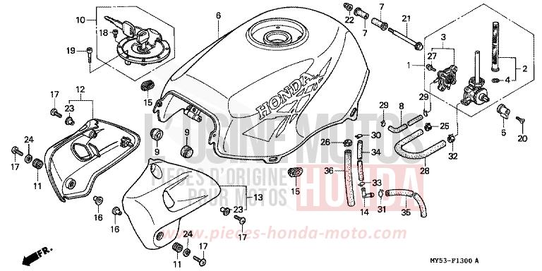 FUEL TANK for CB500F TASMANIA GREEN ME (G142) from 1994
