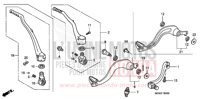 PEDAL/KICK STARTER ARM for CRF450R EXTREME RED (R292) from 2005
