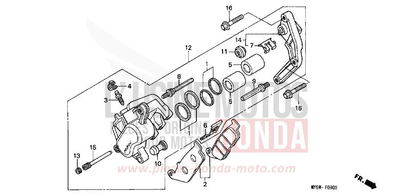 FRONT BRAKE CALIPER (1) for CB500F BLACK (NH1) from 1996