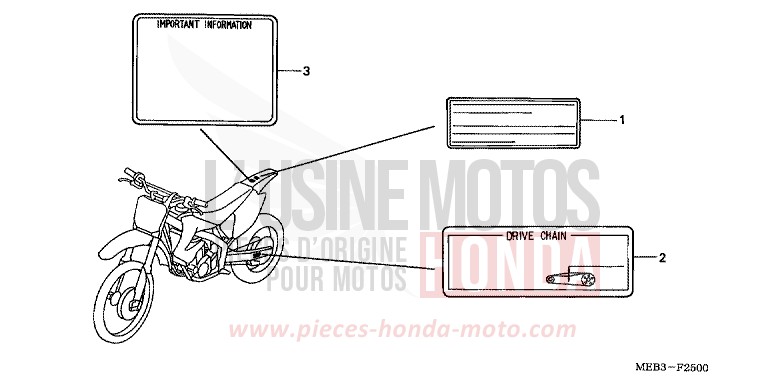 ETICHETTA DI AVVERTIMENTO per CRF450R EXTREME RED (R292) del 2005