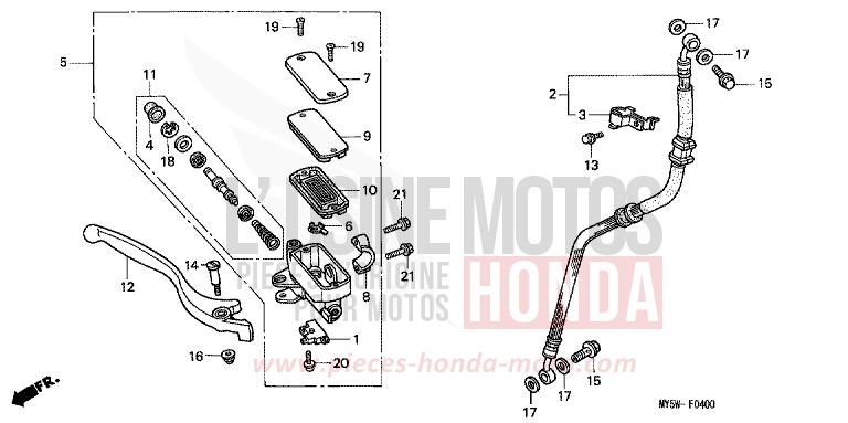 FR. BRAKE MASTER CYLINDER (1) for CB500F PROCYON RED METALLIC (R203) from 1996